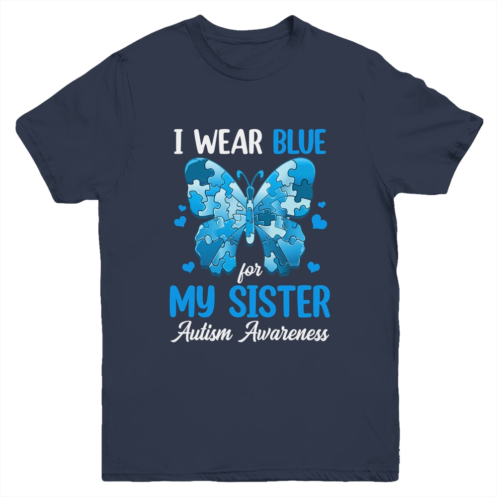 I Wear Blue For My Sister Autism Awareness Brother Girl Kids Youth Shirt | siriusteestore