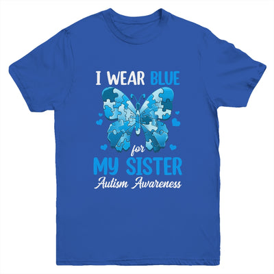 I Wear Blue For My Sister Autism Awareness Brother Girl Kids Youth Shirt | siriusteestore