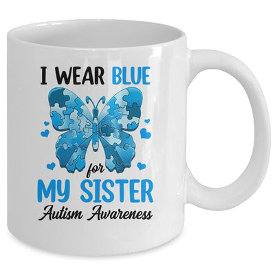 I Wear Blue For My Sister Autism Awareness Brother Kids Girl Mug | siriusteestore