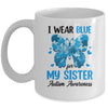 I Wear Blue For My Sister Autism Awareness Brother Kids Girl Mug | siriusteestore