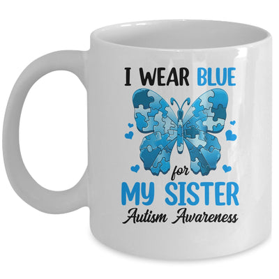 I Wear Blue For My Sister Autism Awareness Brother Kids Girl Mug | siriusteestore