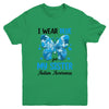I Wear Blue For My Sister Autism Awareness Brother Kids Girl Youth Shirt | siriusteestore