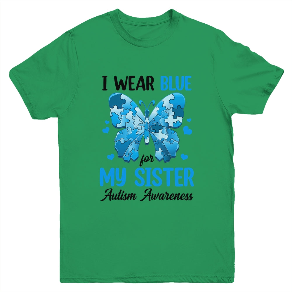 I Wear Blue For My Sister Autism Awareness Brother Kids Girl Youth Shirt | siriusteestore