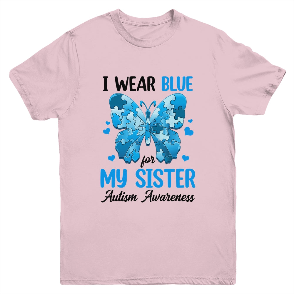 I Wear Blue For My Sister Autism Awareness Brother Kids Girl Youth Shirt | siriusteestore