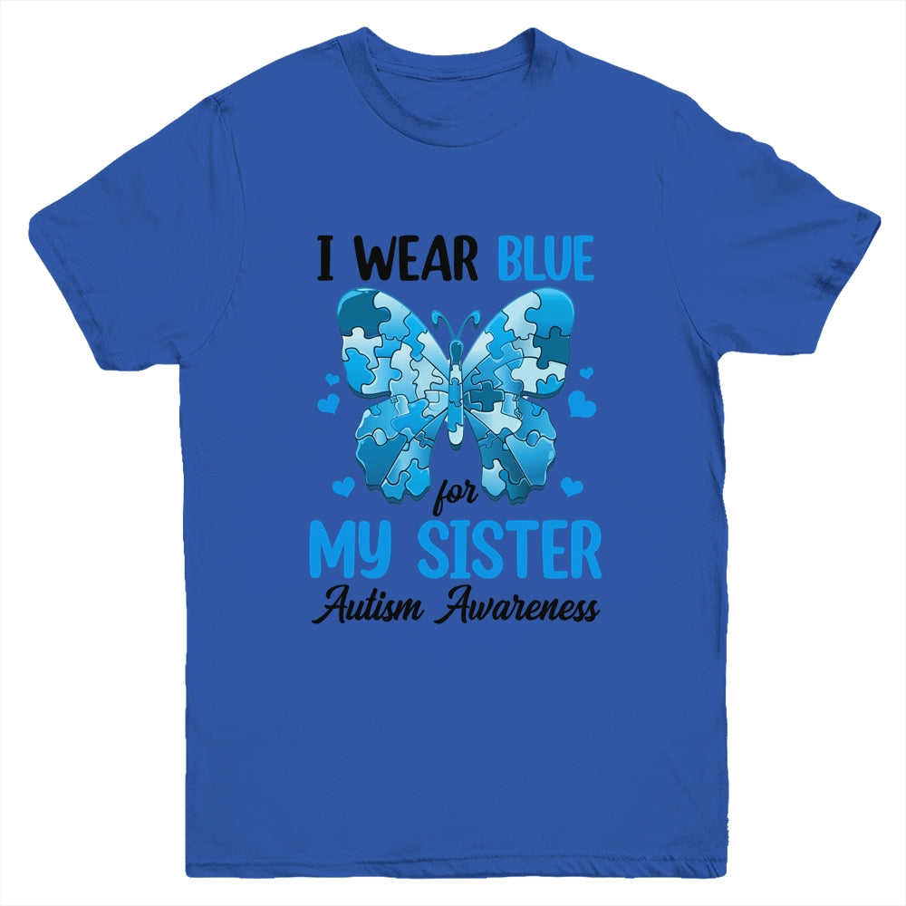 I Wear Blue For My Sister Autism Awareness Brother Kids Girl Youth Shirt | siriusteestore