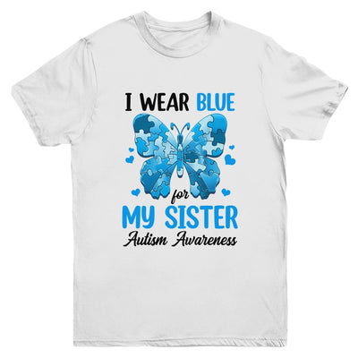 I Wear Blue For My Sister Autism Awareness Brother Kids Girl Youth Shirt | siriusteestore