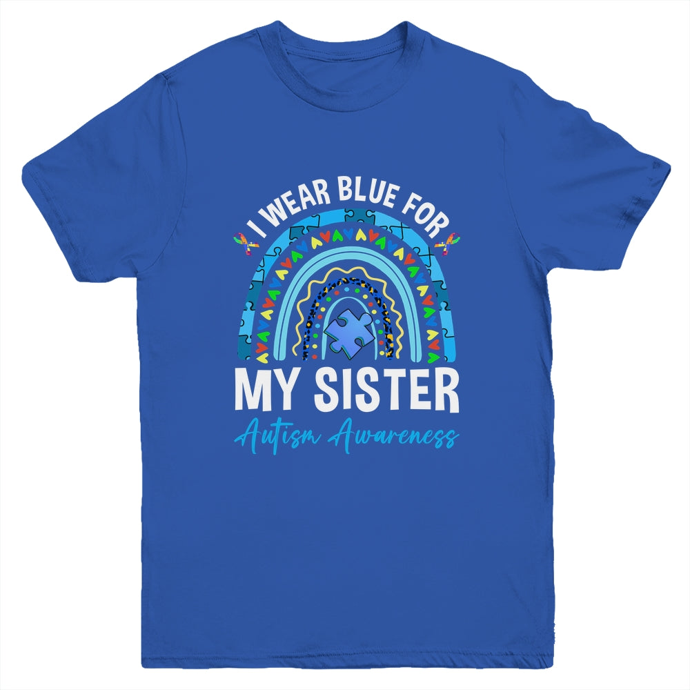 I Wear Blue For My Sister Autism Awareness Matching Family Youth Shirt | siriusteestore