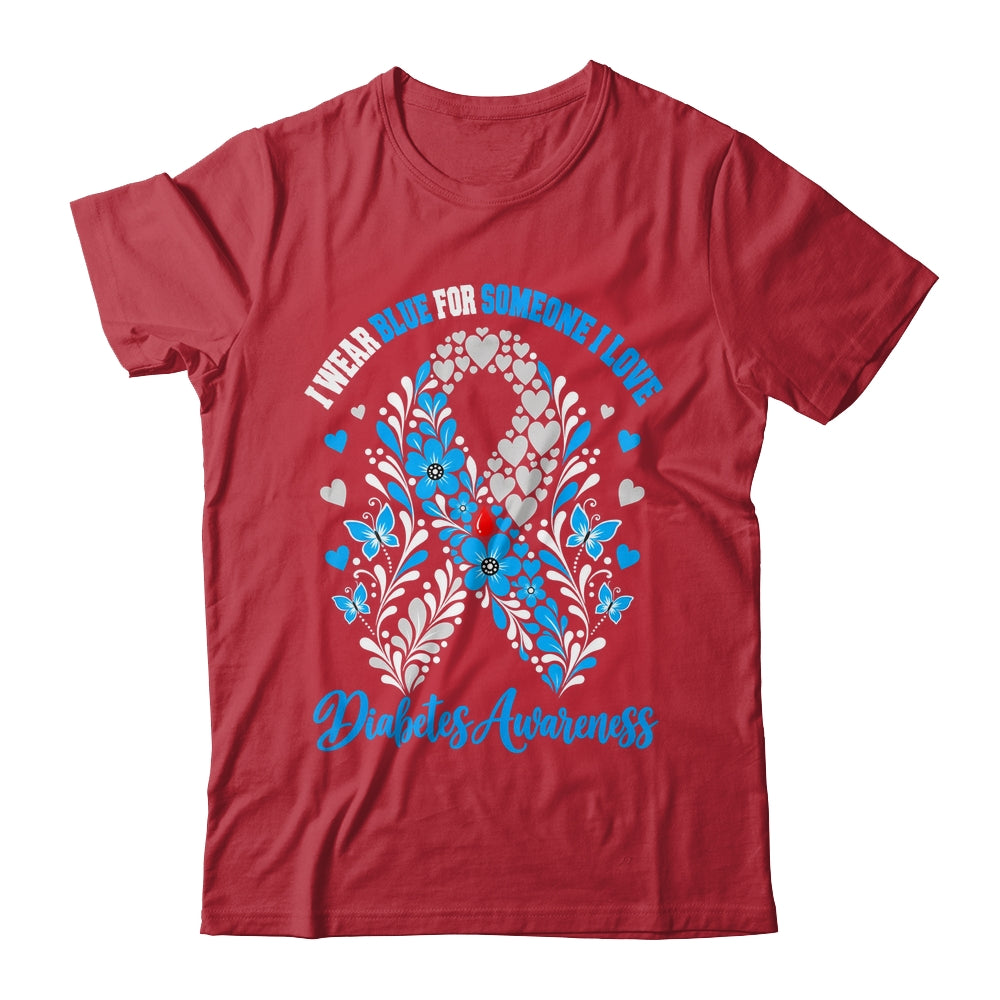 I Wear Blue For Someone I Love Type 1 Diabetes Awareness Day Floral Shirt & Hoodie | siriusteestore