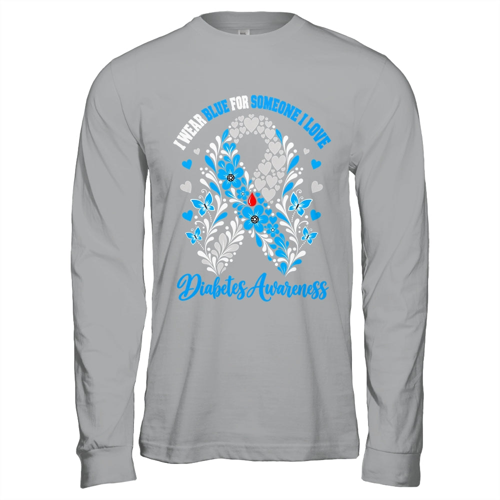 I Wear Blue For Someone I Love Type 1 Diabetes Awareness Day Floral Shirt & Hoodie | siriusteestore