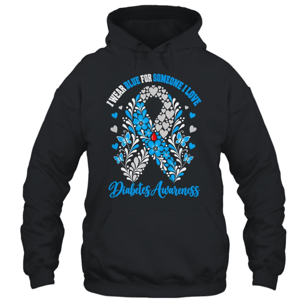 I Wear Blue For Someone I Love Type 1 Diabetes Awareness Day Floral Shirt & Hoodie | siriusteestore