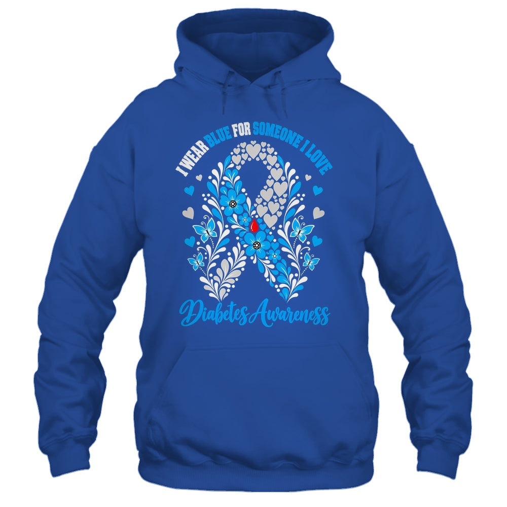 I Wear Blue For Someone I Love Type 1 Diabetes Awareness Day Floral Shirt & Hoodie | siriusteestore