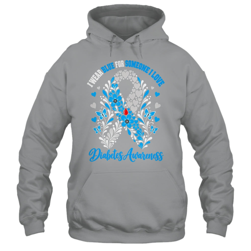 I Wear Blue For Someone I Love Type 1 Diabetes Awareness Day Floral Shirt & Hoodie | siriusteestore