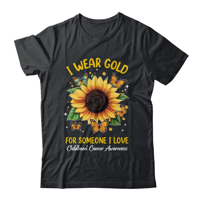 I Wear Gold Childhood Cancer Awareness Sunflower Women Kids Shirt & Hoodie | siriusteestore