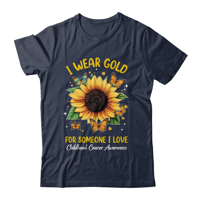 I Wear Gold Childhood Cancer Awareness Sunflower Women Kids Shirt & Hoodie | siriusteestore