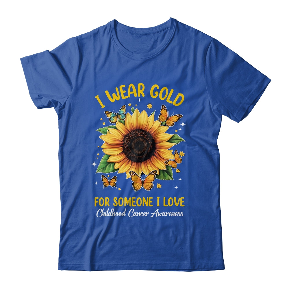 I Wear Gold Childhood Cancer Awareness Sunflower Women Kids Shirt & Hoodie | siriusteestore