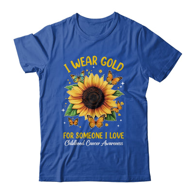 I Wear Gold Childhood Cancer Awareness Sunflower Women Kids Shirt & Hoodie | siriusteestore