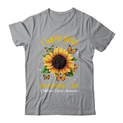 I Wear Gold Childhood Cancer Awareness Sunflower Women Kids Shirt & Hoodie | siriusteestore