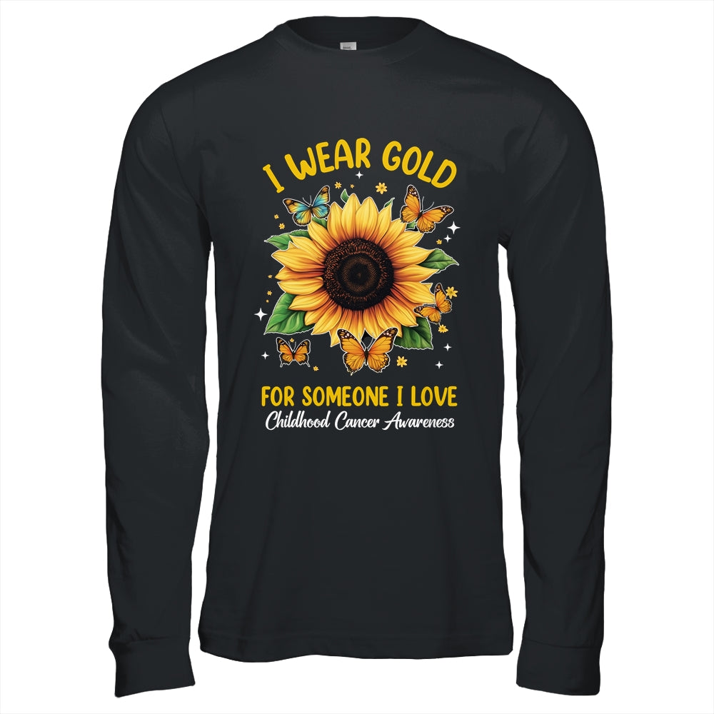 I Wear Gold Childhood Cancer Awareness Sunflower Women Kids Shirt & Hoodie | siriusteestore