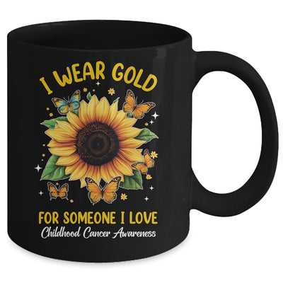 I Wear Gold Childhood Cancer Awareness Sunflower Women Kids Mug | siriusteestore