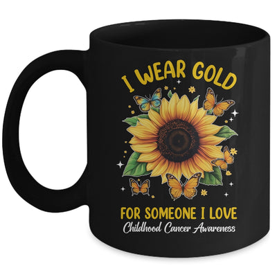 I Wear Gold Childhood Cancer Awareness Sunflower Women Kids Mug | siriusteestore