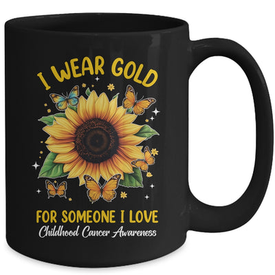 I Wear Gold Childhood Cancer Awareness Sunflower Women Kids Mug | siriusteestore