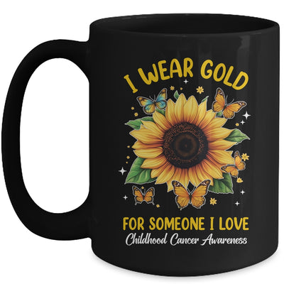 I Wear Gold Childhood Cancer Awareness Sunflower Women Kids Mug | siriusteestore