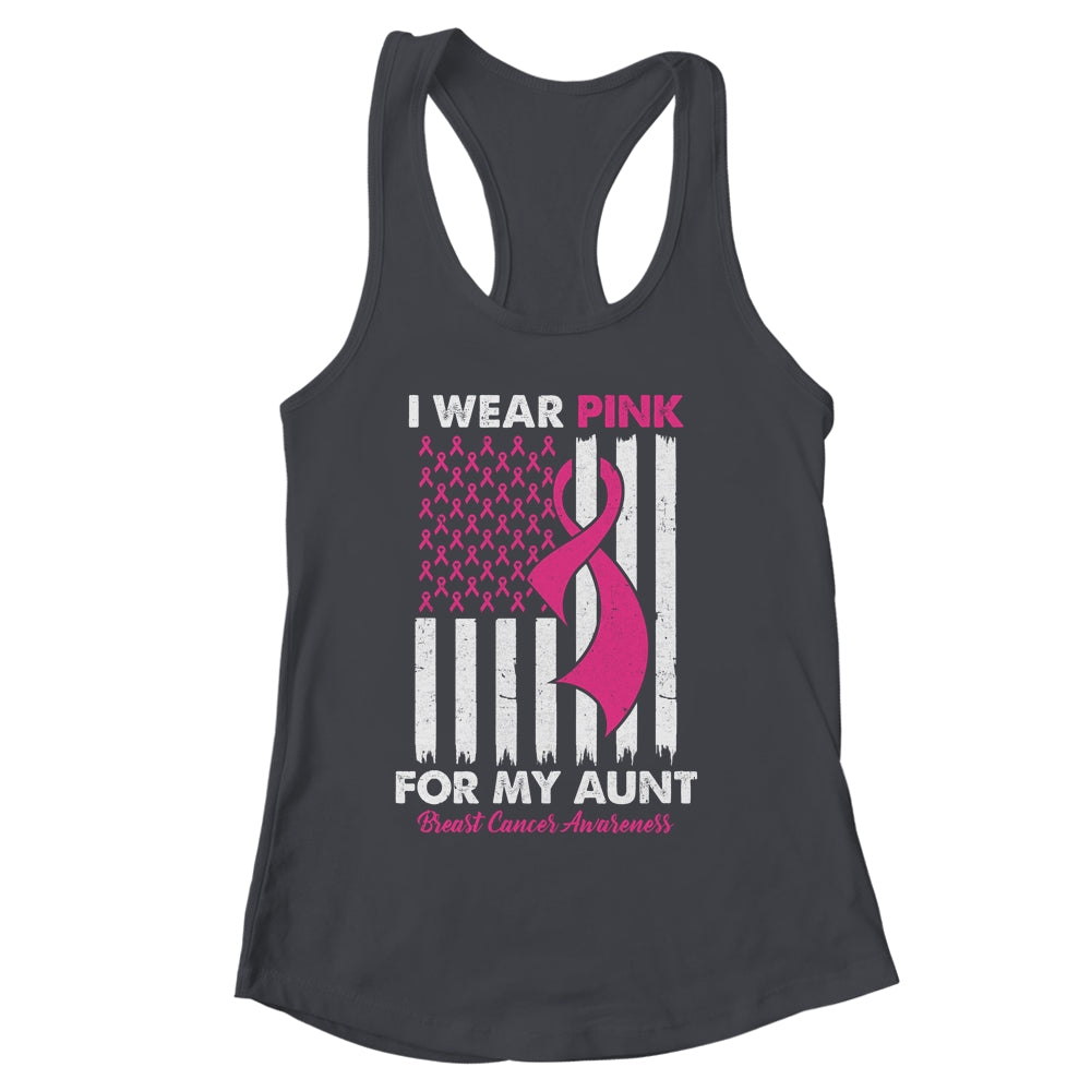 I Wear Pink For My Aunt Breast Cancer Awareness US Flag Shirt & Tank Top | siriusteestore