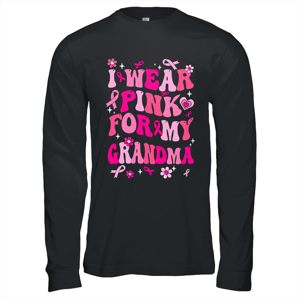 I Wear Pink For My Grandma Breast Cancer Awareness Support Groovy Shirt & Hoodie | siriusteestore