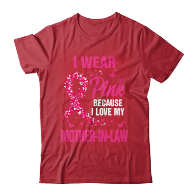 I Wear Pink For My Mother-In-Law Breast Cancer Awareness Butterfly Shirt & Tank Top | siriusteestore