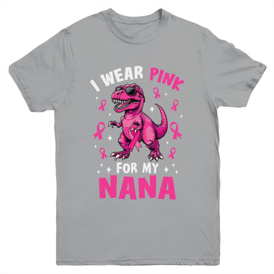 I Wear Pink For My Nana T-Rex Dinosaur Breast Cancer Awareness Youth Shirt | siriusteestore