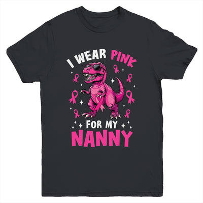 I Wear Pink For My Nanny T-Rex Dinosaur Breast Cancer Awareness Youth Shirt | siriusteestore