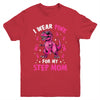 I Wear Pink For My Step Mom T-Rex Dinosaur Breast Cancer Awareness Youth Shirt | siriusteestore