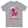 I Wear Pink For My Step Mom T-Rex Dinosaur Breast Cancer Awareness Youth Shirt | siriusteestore