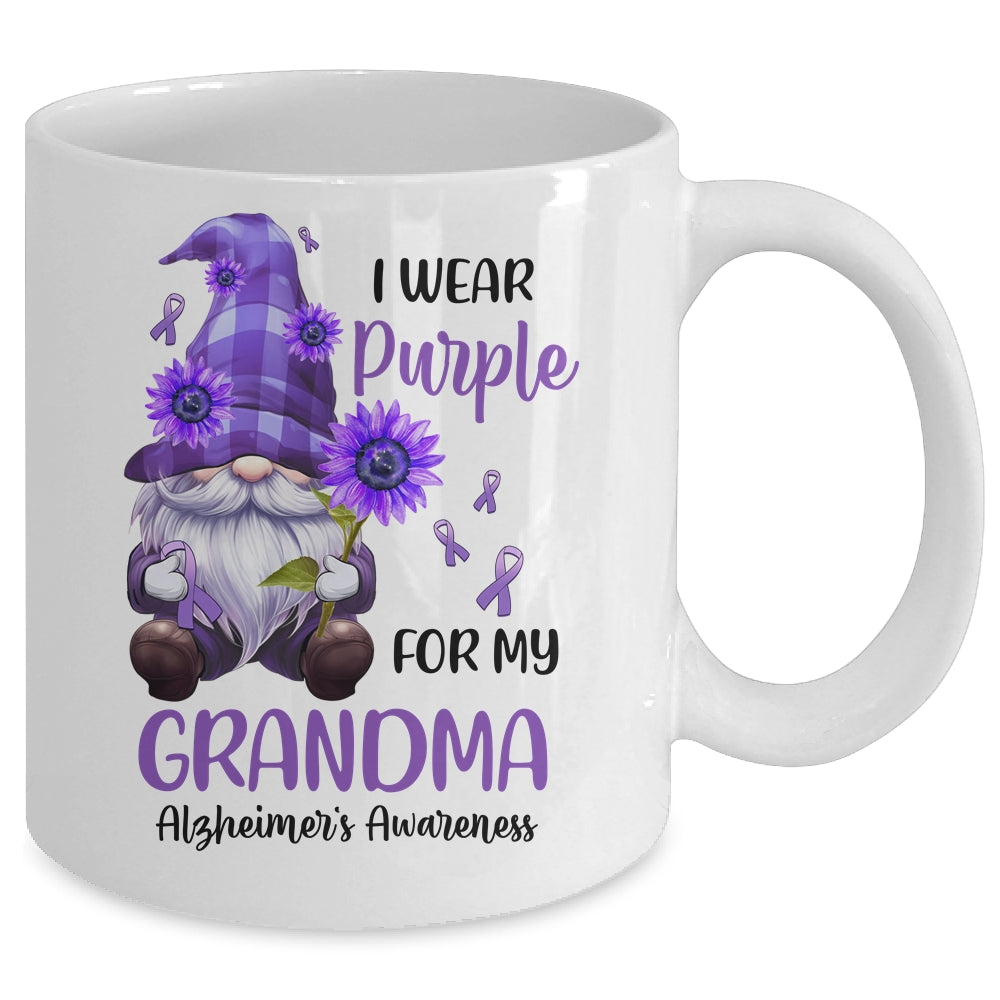 I Wear Purple For My Grandma Gnome Alzheimer's Awareness Mug | siriusteestore