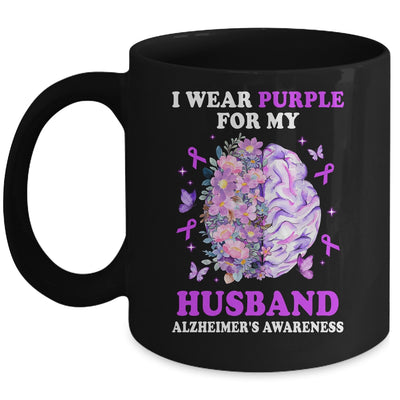 I Wear Purple For My Husband Alzheimer's Awareness Brain Mug | siriusteestore