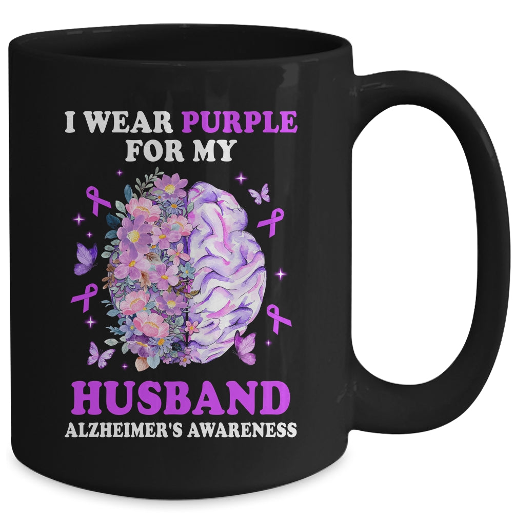I Wear Purple For My Husband Alzheimer's Awareness Brain Mug | siriusteestore