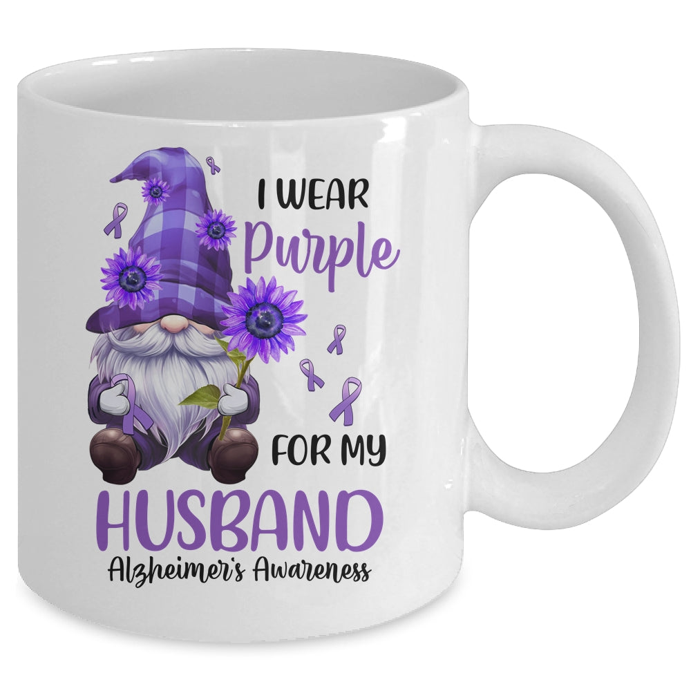 I Wear Purple For My Husband Gnome Alzheimer's Awareness Mug | siriusteestore