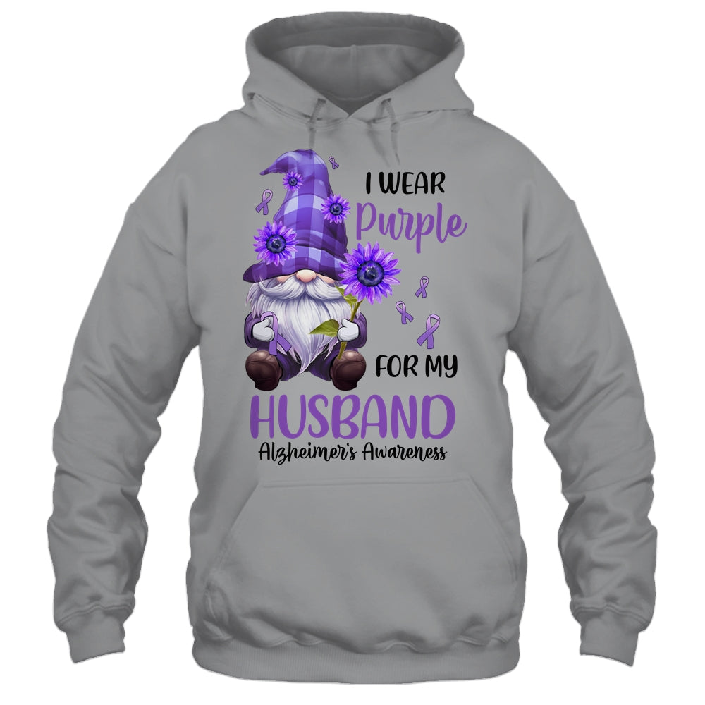 I Wear Purple For My Husband Gnome Alzheimer's Awareness Shirt & Hoodie | siriusteestore