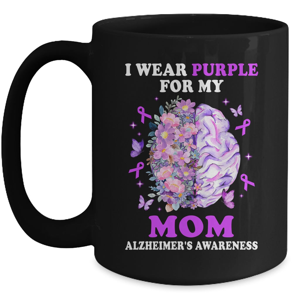 I Wear Purple For My Mom Alzheimer's Awareness Brain Mug | siriusteestore