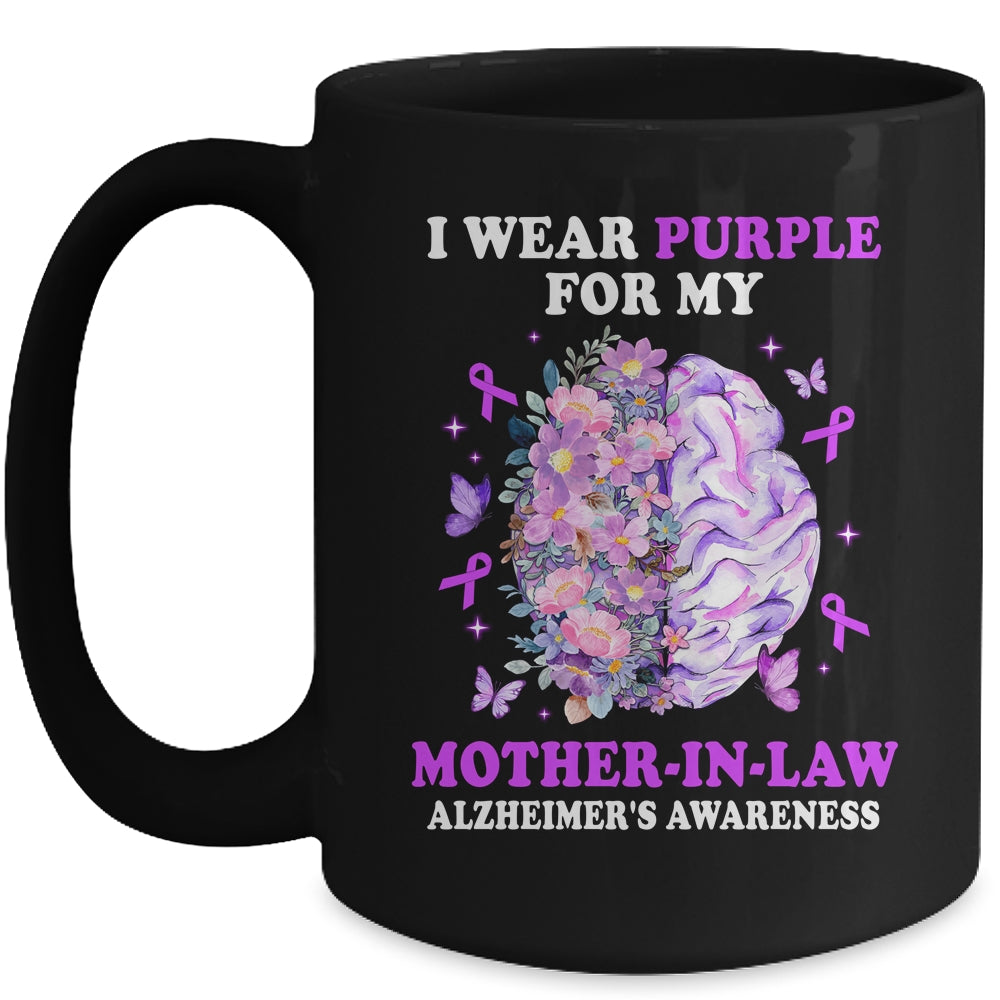 I Wear Purple For My Mother-In-Law Alzheimer's Awareness Brain Mug | siriusteestore