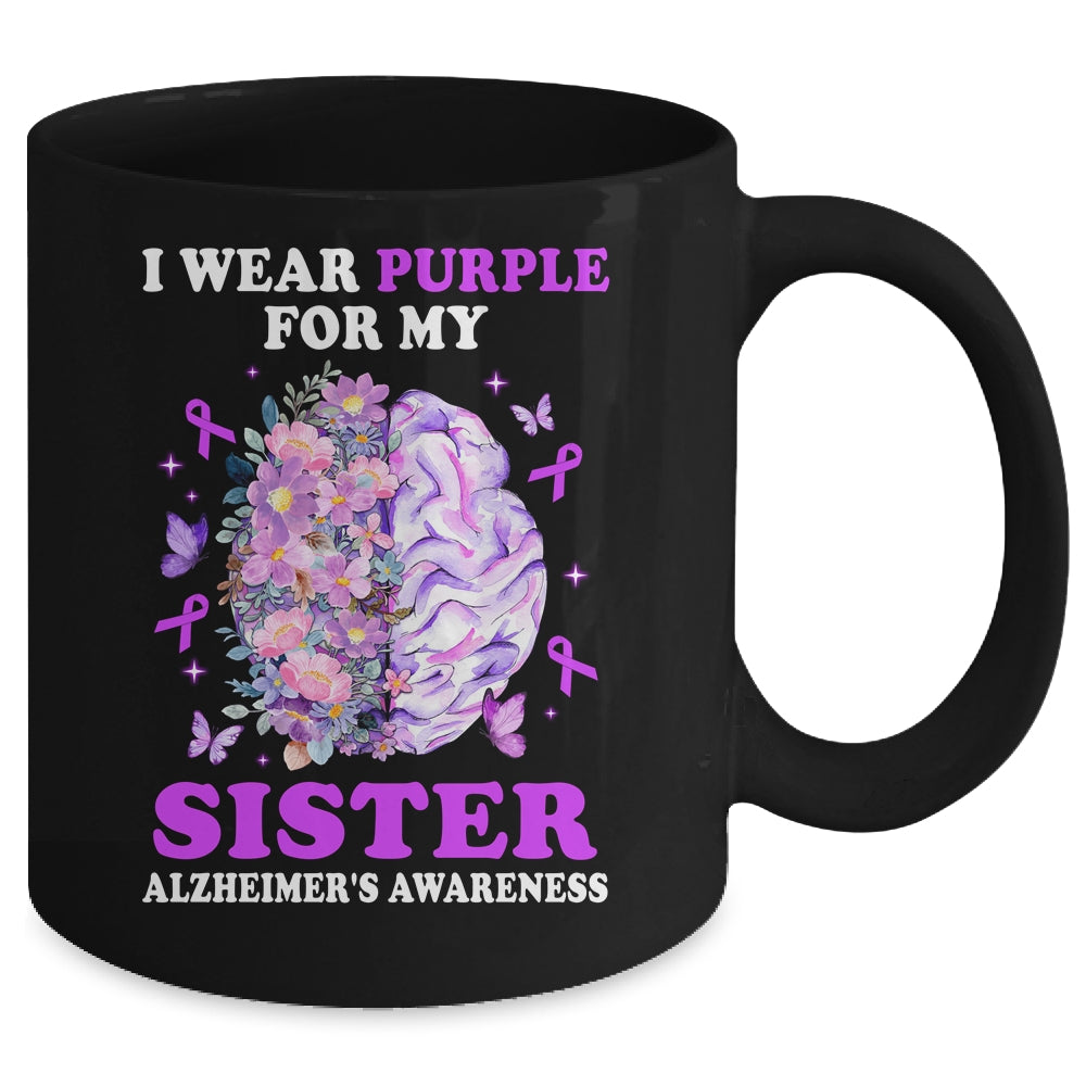 I Wear Purple For My Sister Alzheimer's Awareness Brain Mug | siriusteestore