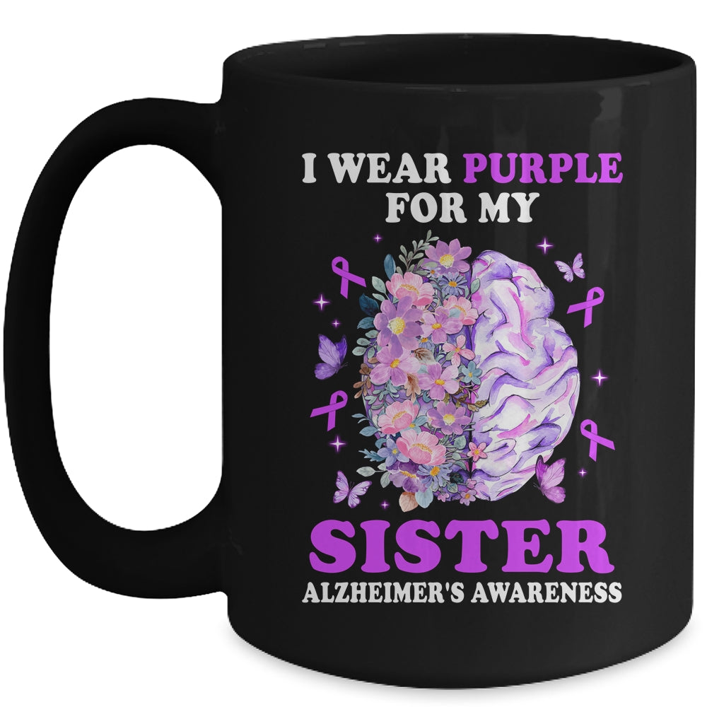 I Wear Purple For My Sister Alzheimer's Awareness Brain Mug | siriusteestore