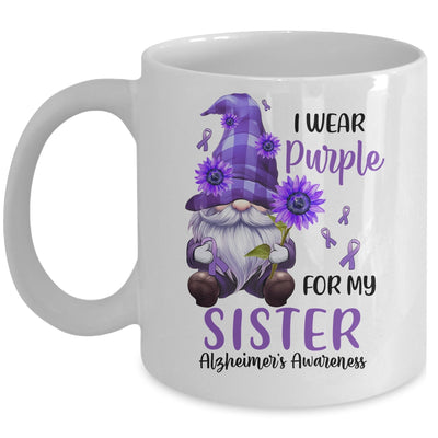 I Wear Purple For My Sister Gnome Alzheimer's Awareness Mug | siriusteestore