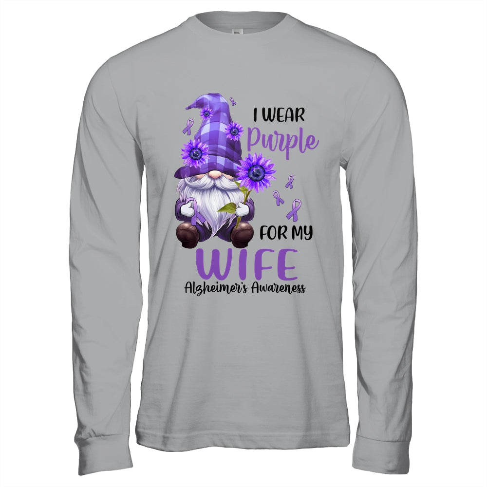 I Wear Purple For My Wife Gnome Alzheimer's Awareness Shirt & Hoodie | siriusteestore