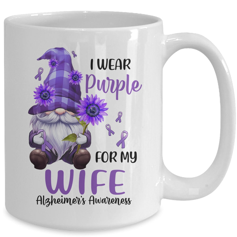 I Wear Purple For My Wife Gnome Alzheimer's Awareness Mug | siriusteestore