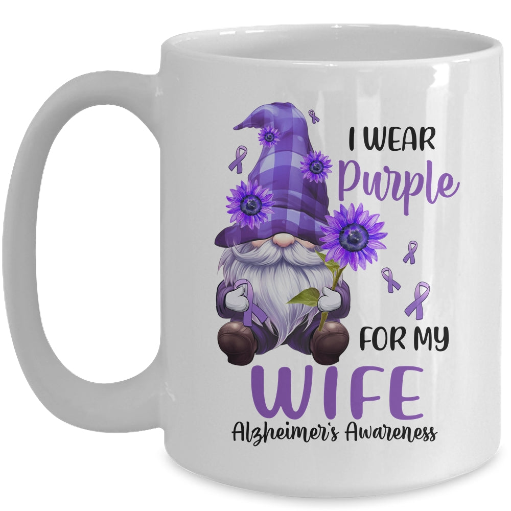 I Wear Purple For My Wife Gnome Alzheimer's Awareness Mug | siriusteestore