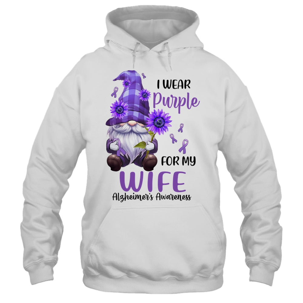 I Wear Purple For My Wife Gnome Alzheimer's Awareness Shirt & Hoodie | siriusteestore