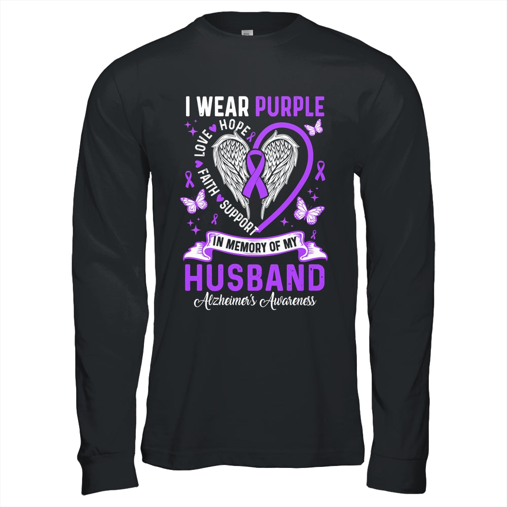 I Wear Purple In Memory Of My Husband Alzheimer's Awareness Shirt & Hoodie | siriusteestore