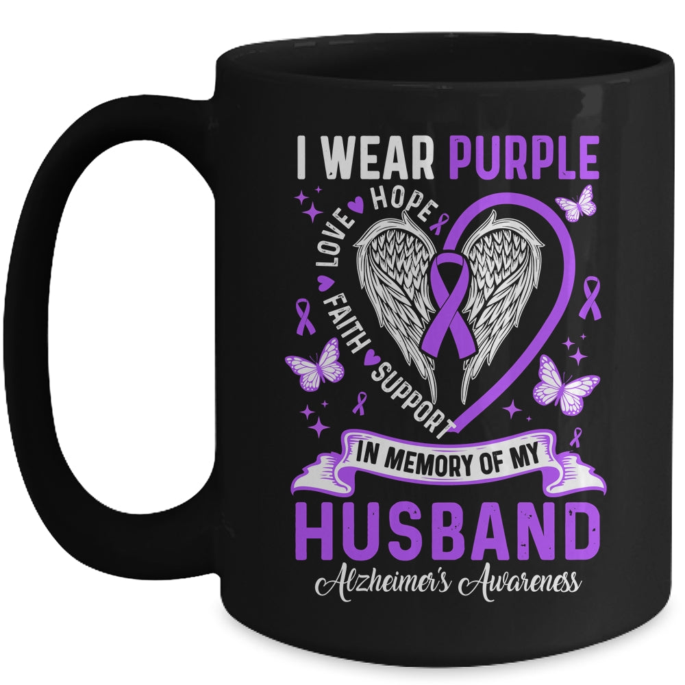 I Wear Purple In Memory Of My Husband Alzheimer's Awareness Mug | siriusteestore