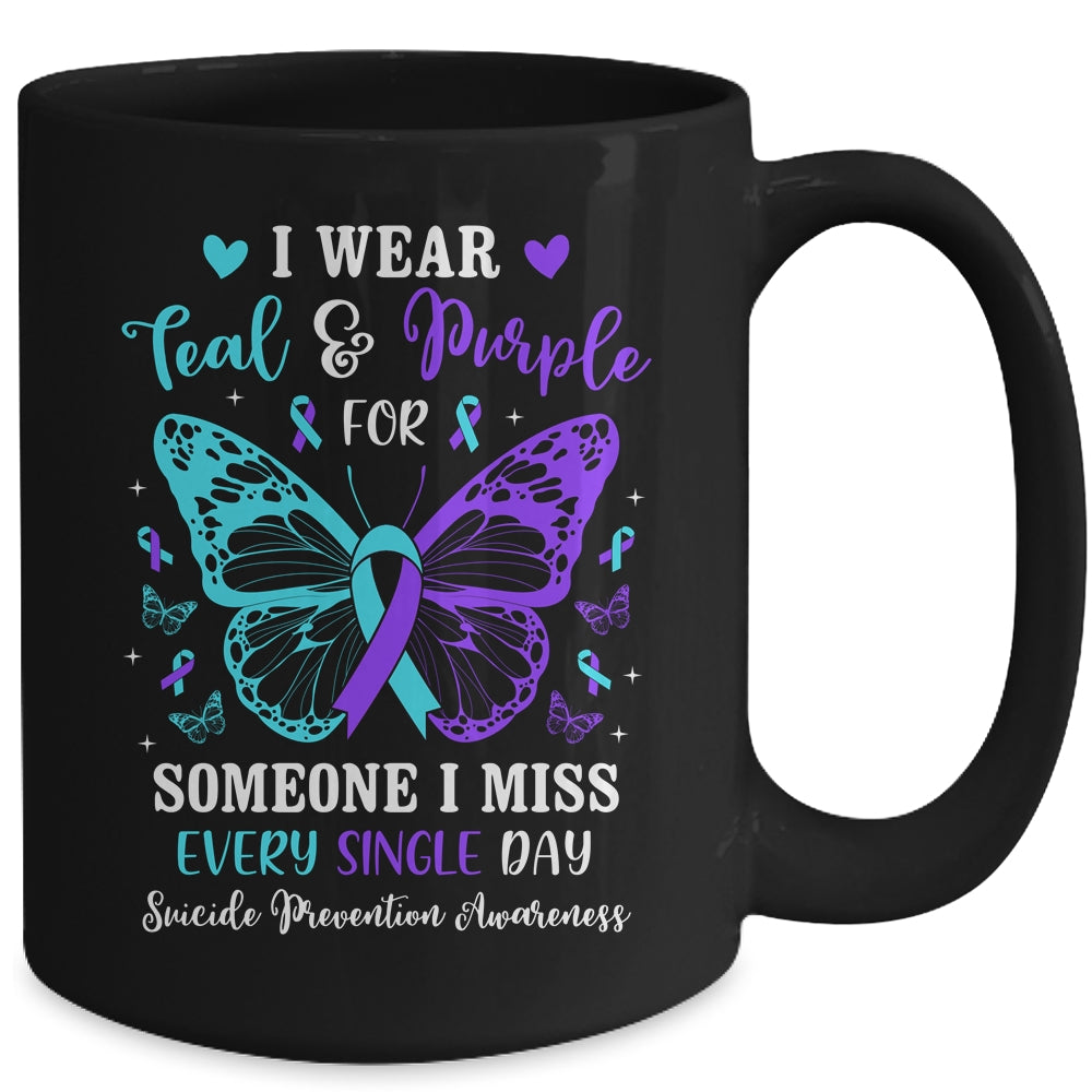 I Wear Teal And Purple Suicide Awareness Butterfly Support Mug | siriusteestore